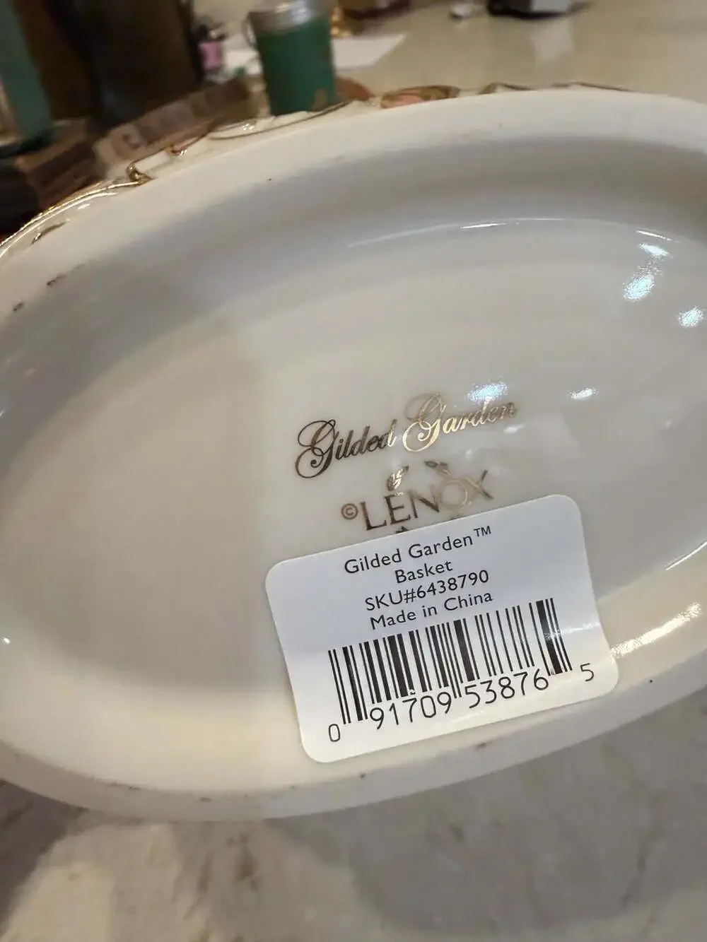 Lenox Gilded Garden Basket Oval Handled Floral Gold Trim